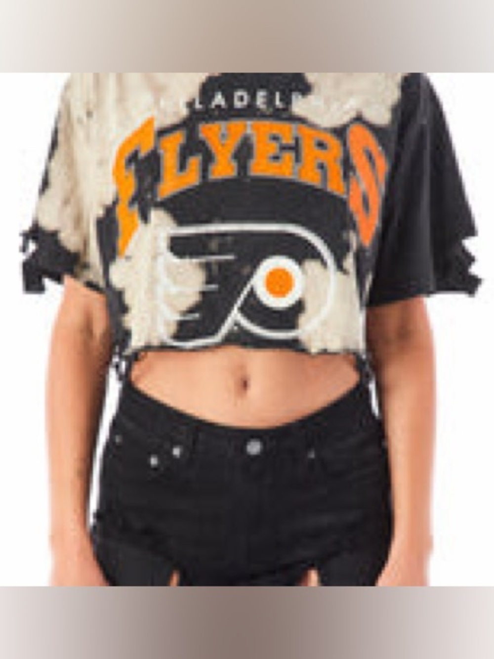 Philadelphia Flyers Vintage Ripped Bleach Crop T-Shirt